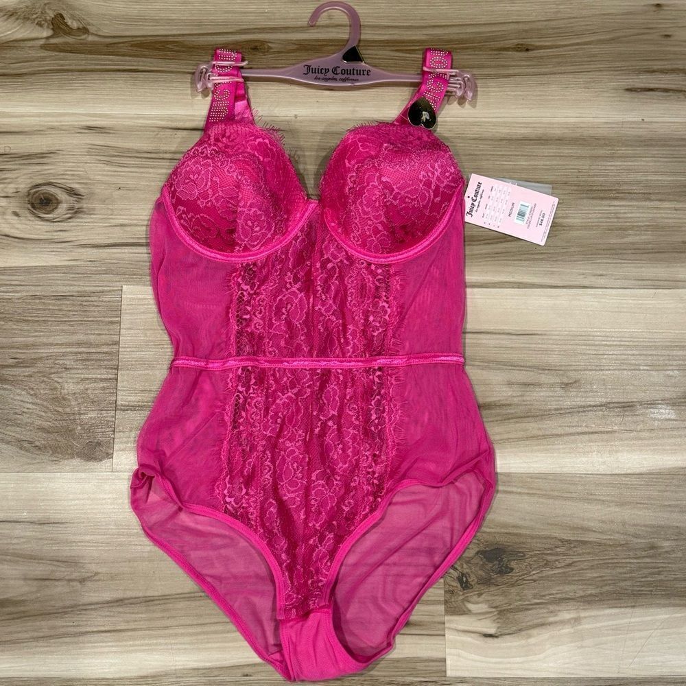 NEW Juicy Couture Pink Lace Bodysuit Women’s Medium